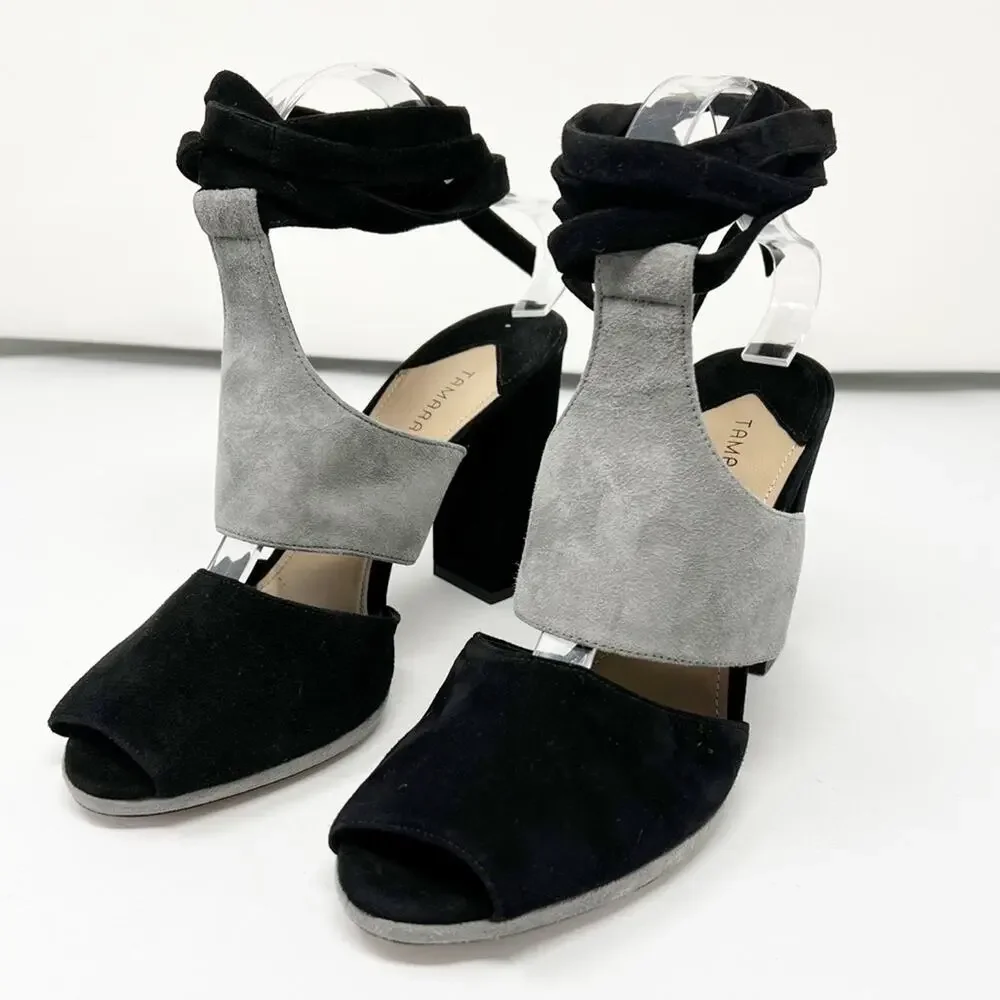 Tamara Mellon Tied Up Peep Toe Block Heels Size 38